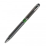 Ручка шариковая "iP", алюминий, корпус-ружейный металлик, зеленое кольцо, стилус (Portobello)
