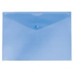 Папка-конверт на кнопке А4, "Эконом", прозрачный пластик, тисненый, синий (Бюрократ)