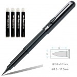 Ручка-кисть "Pocket brush Pen" для каллиграфии и быстрого рисунка, 4 картриджа, черный (Pentel)