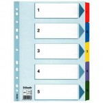 Разделитель А4 картонный, цифровая нумерация 1- 5, ламинированный титульный лист, цветной (Esselte)