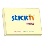 Бумага для заметок с клейким краем 76х101мм, 100л/шт, пастель, желтый (Stick'N)