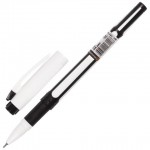 Ручка гелевая "Contact", черный, игольчатый, резиновый упор, 0,5мм, черный (Brauberg)