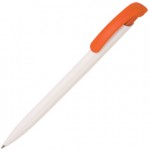 Ручка шариковая "Clear Solid", белый, оранжевый клип (Ritter-Pen)