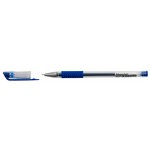 Ручка гелевая "Max", прозрачный, резиновый упор, игольчатый, 0,5мм, синий (Silwerhof)
