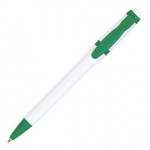 Ручка шариковая "Olly", белый, зеленый клип