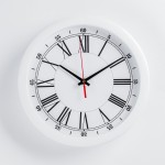 Часы настенные пластиковые "Классика", круглые, d=28 см, белый обод, римские цифры (Соломон)