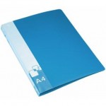 Папка с боковым зажимом А4 16мм, торцевой и внутренний карман, пластик, синий, 0,7мм (Бюрократ)