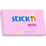 Бумага для заметок с клейким краем 76х127мм, 100л/шт, пастель, розовый (Stick'N)