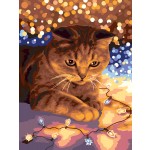 Картина по номерам "Котик с огоньками" 30 х 40 см, со светодиодами (Фрея)