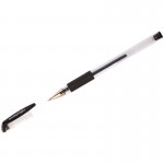 Ручка гелевая, прозрачный, резиновый упор, 0,5мм, черный (OfficeSpace)