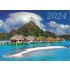 Календарь квартальный 2024г 3-х блочный на 3-х гребнях, бегунок, "Тропический пляж" (Lamark)