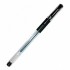 Ручка гелевая, прозрачный, резиновый упор, 0,5мм, черный, без логотипа (Workmate)